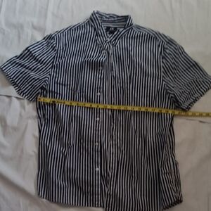 Navy Blue And White Striped Men's Shirt H &M